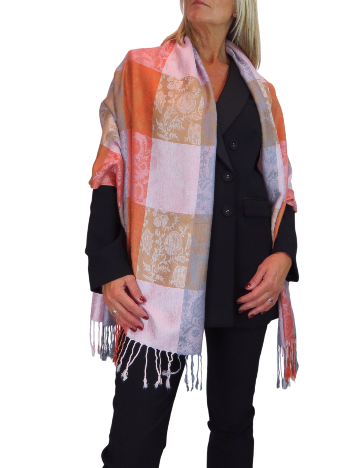 Paisley Pashmina Style Scarf Wrap Orange