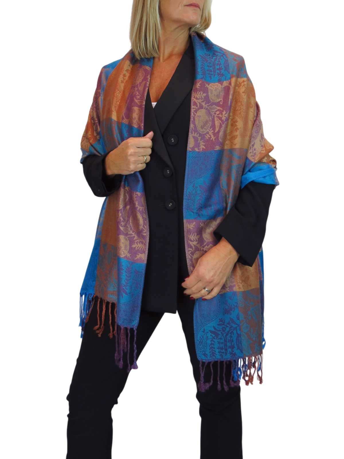 Paisley Pashmina Style Scarf Wrap Royal Blue