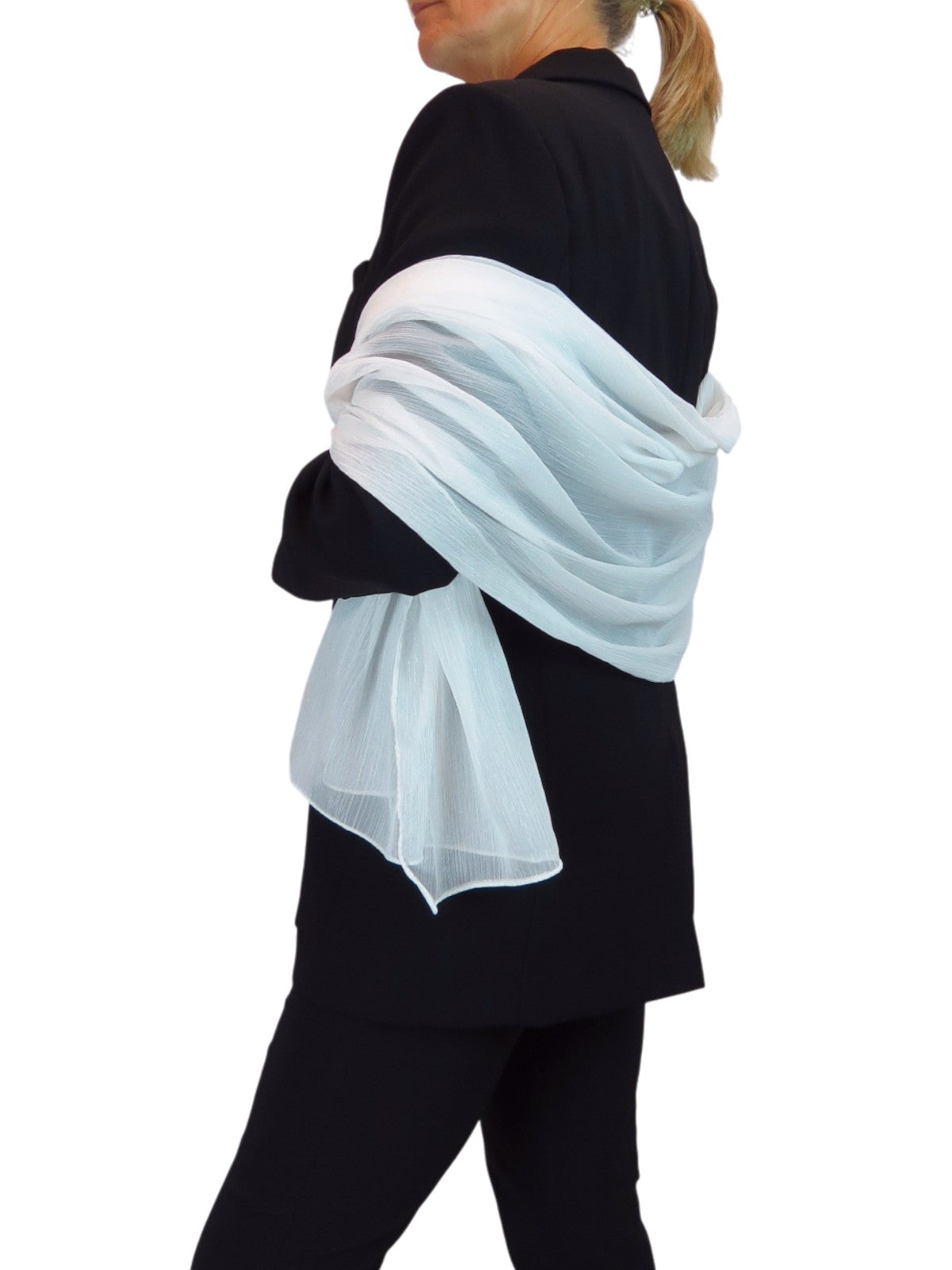 Silk Blend Scarf with Metallic Threads Ivory