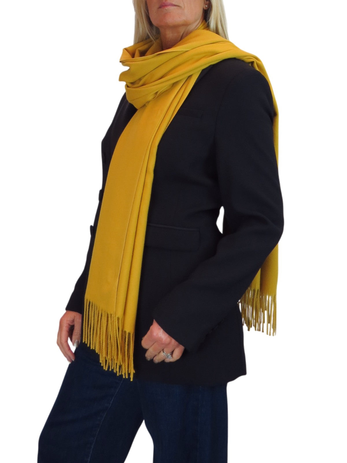 Wool Blend Pashmina Scarf Mustard Yellow