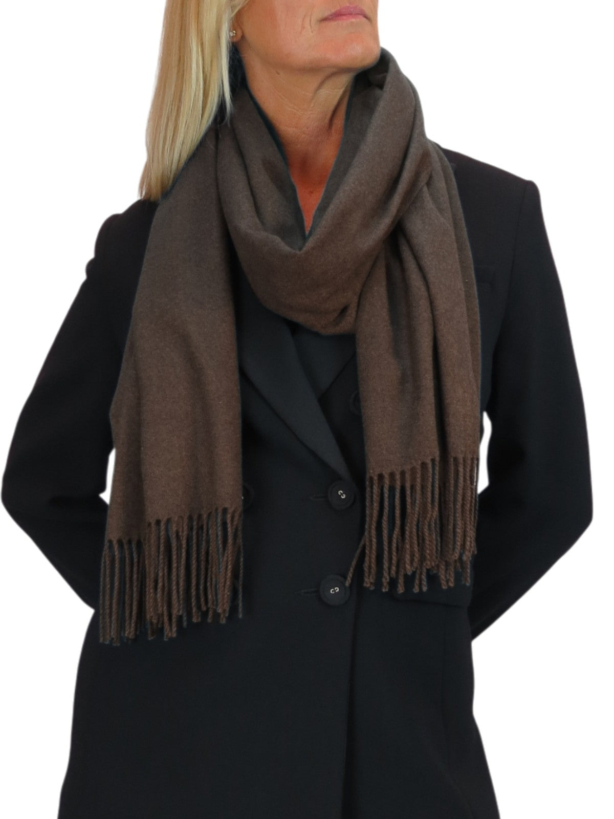 Wool Blend Pashmina Scarf Dark Brown