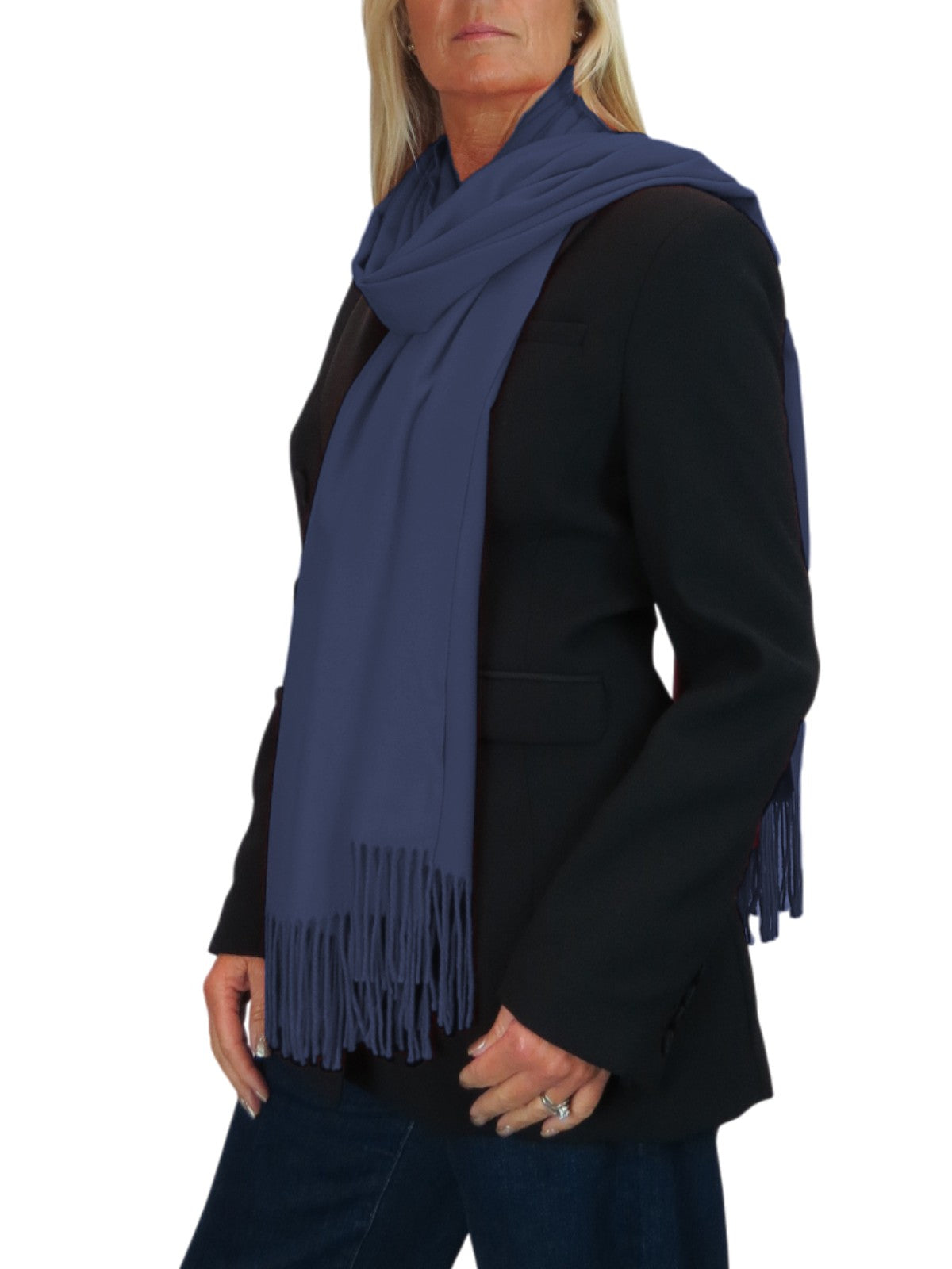 Wool Blend Pashmina Scarf Navy Blue