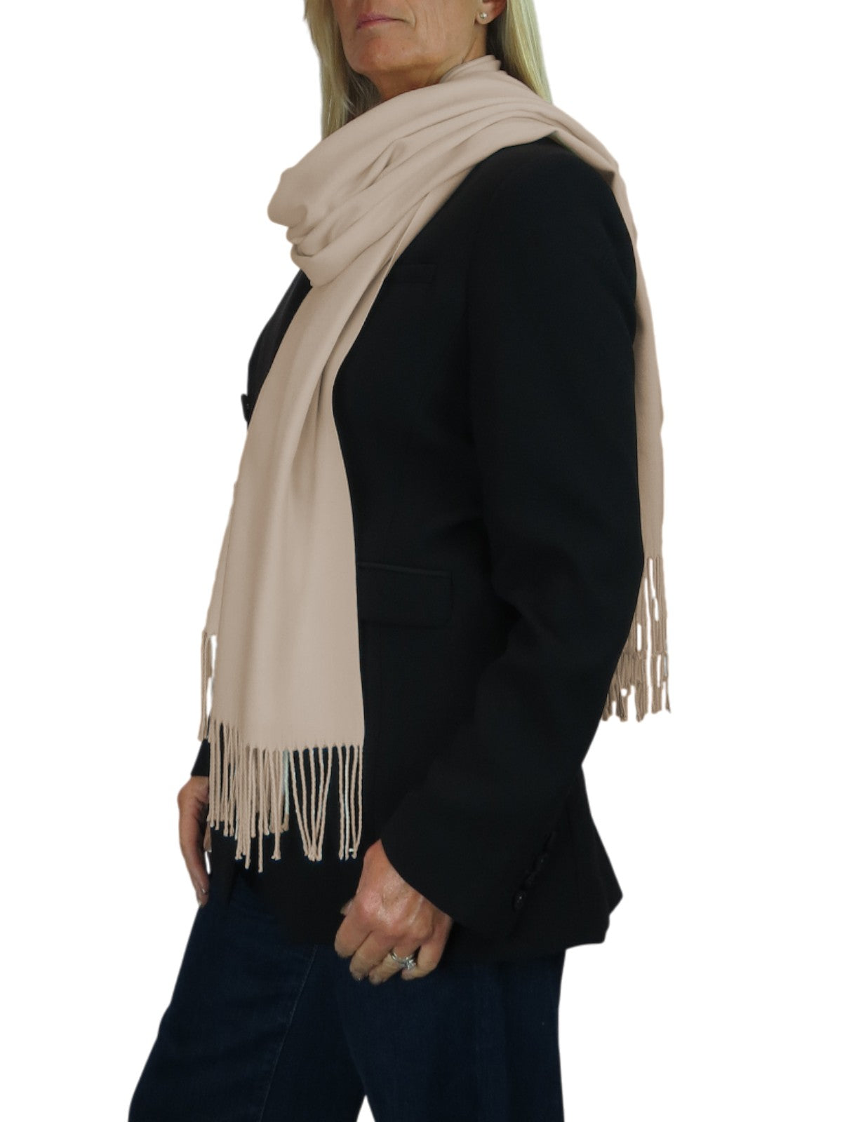 Wool Blend Pashmina Scarf Beige