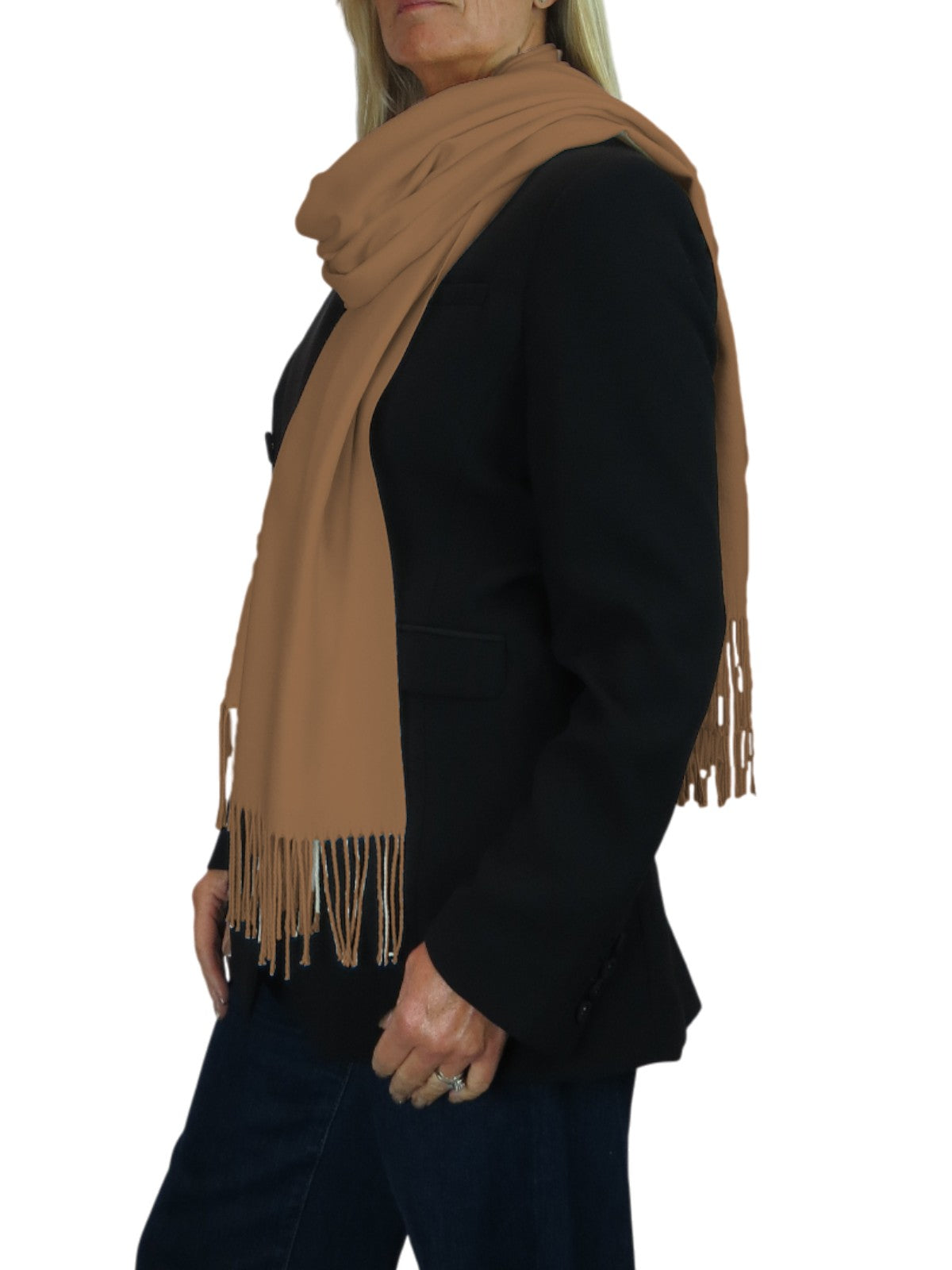 Wool Blend Pashmina Scarf Camel