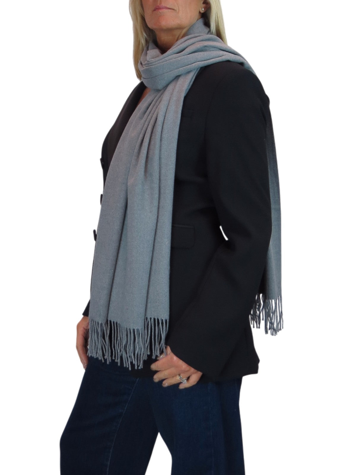 Wool Blend Pashmina Scarf Grey
