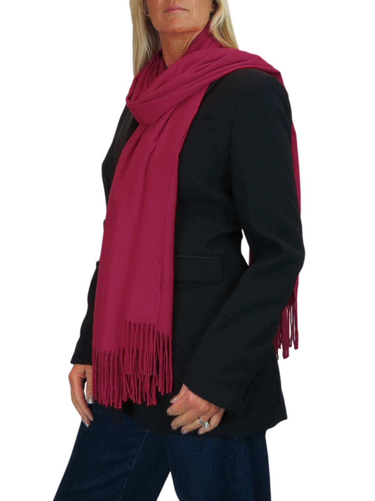 Wool Blend Pashmina Scarf Ruby Red
