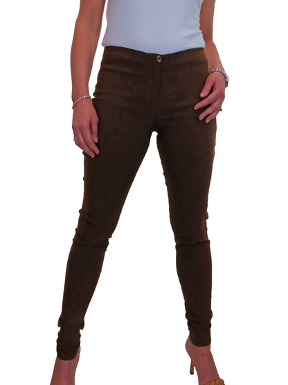 Ladies Skinny Fit Low Rise Stretch Trouser Brown