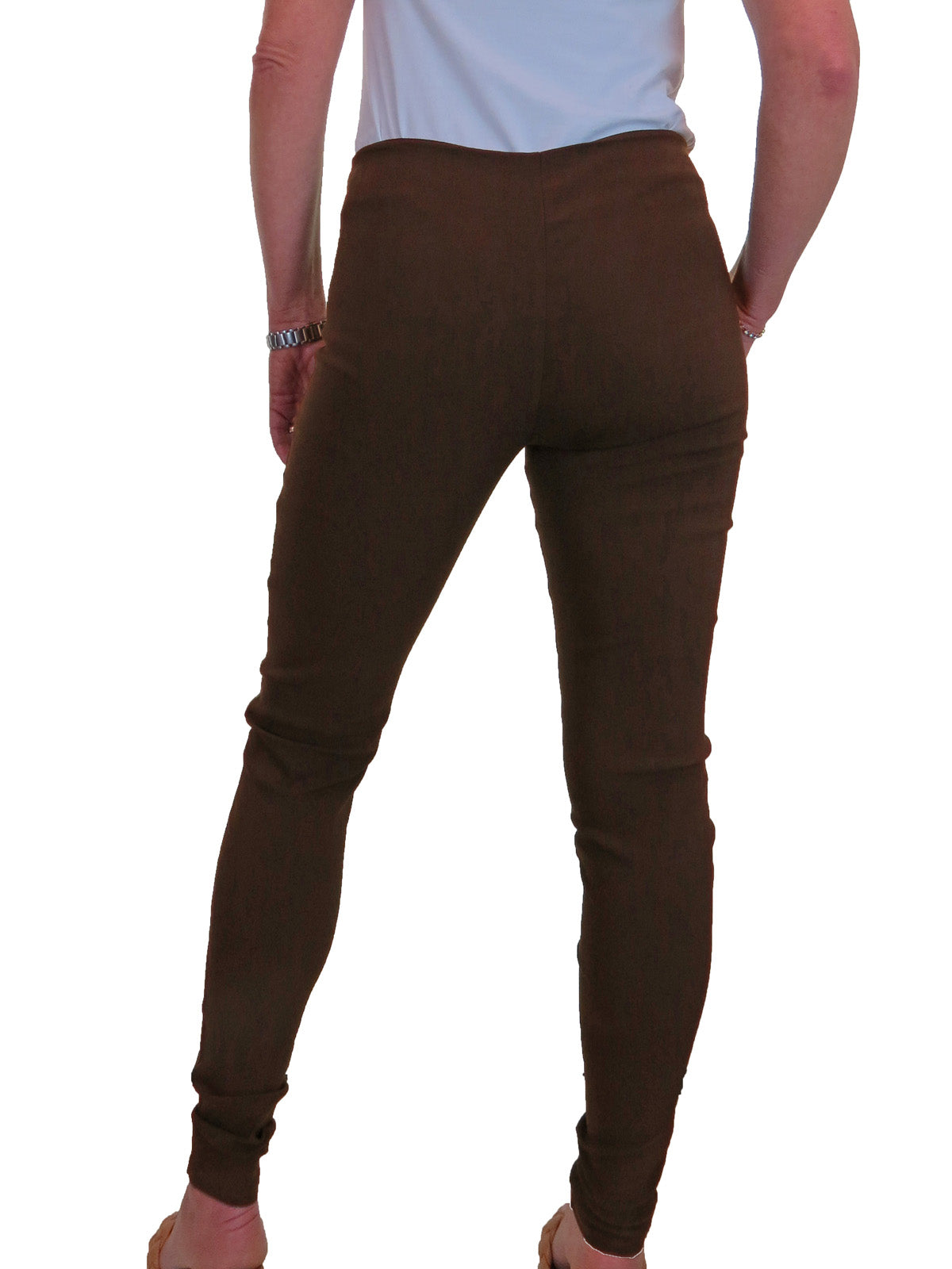 Ladies Skinny Fit Low Rise Stretch Trouser Brown