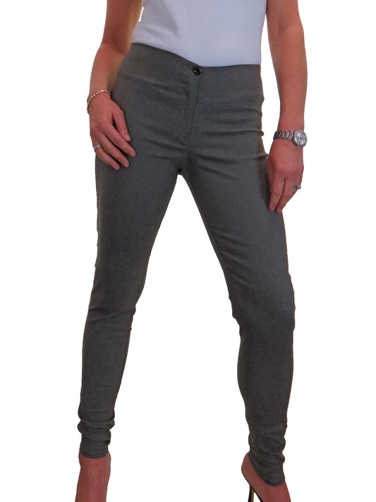 Ladies Skinny Fit Low Rise Stretch Trouser Grey