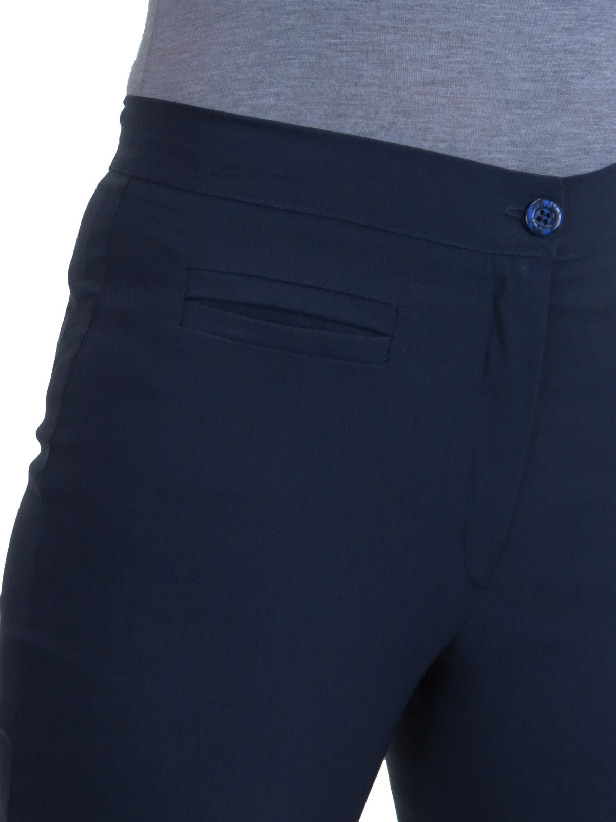 Womens High Waisted Straight Leg Trousers Navy Blue