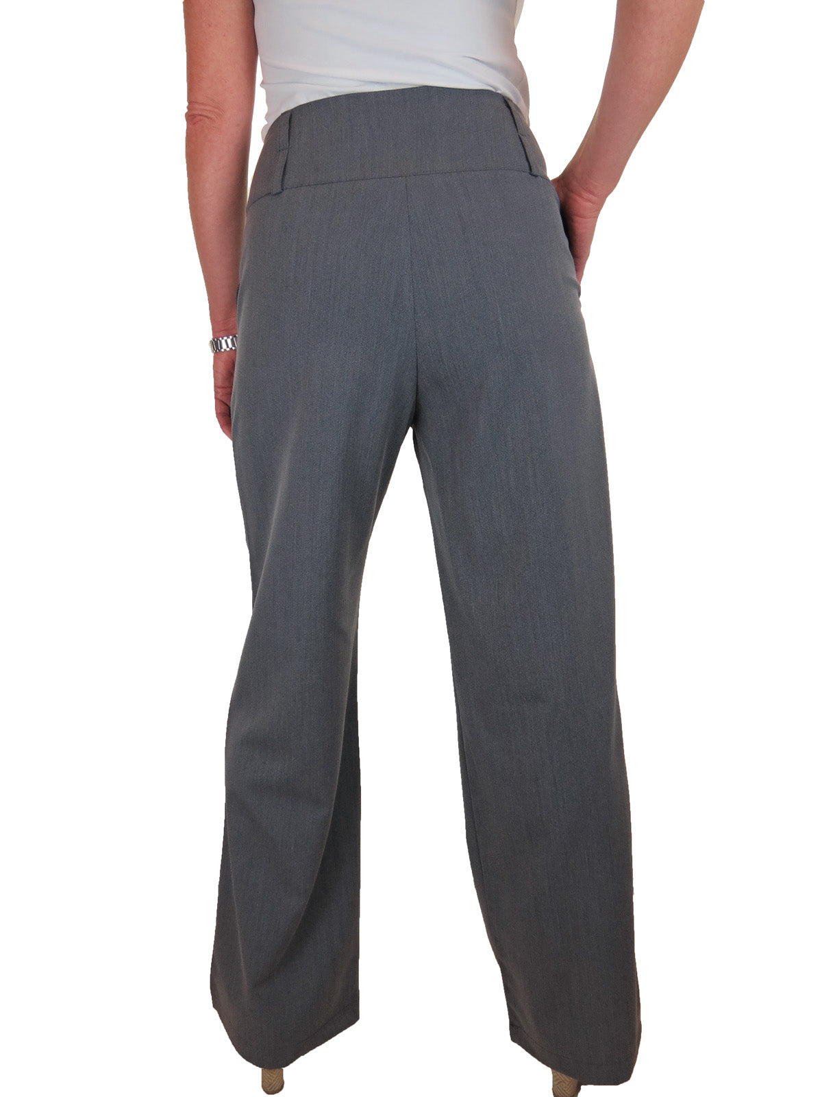 Ladies Wide Leg Smart Trouser Marl Grey