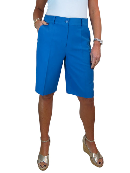 Ladies Smart Tailored Shorts Mid Blue