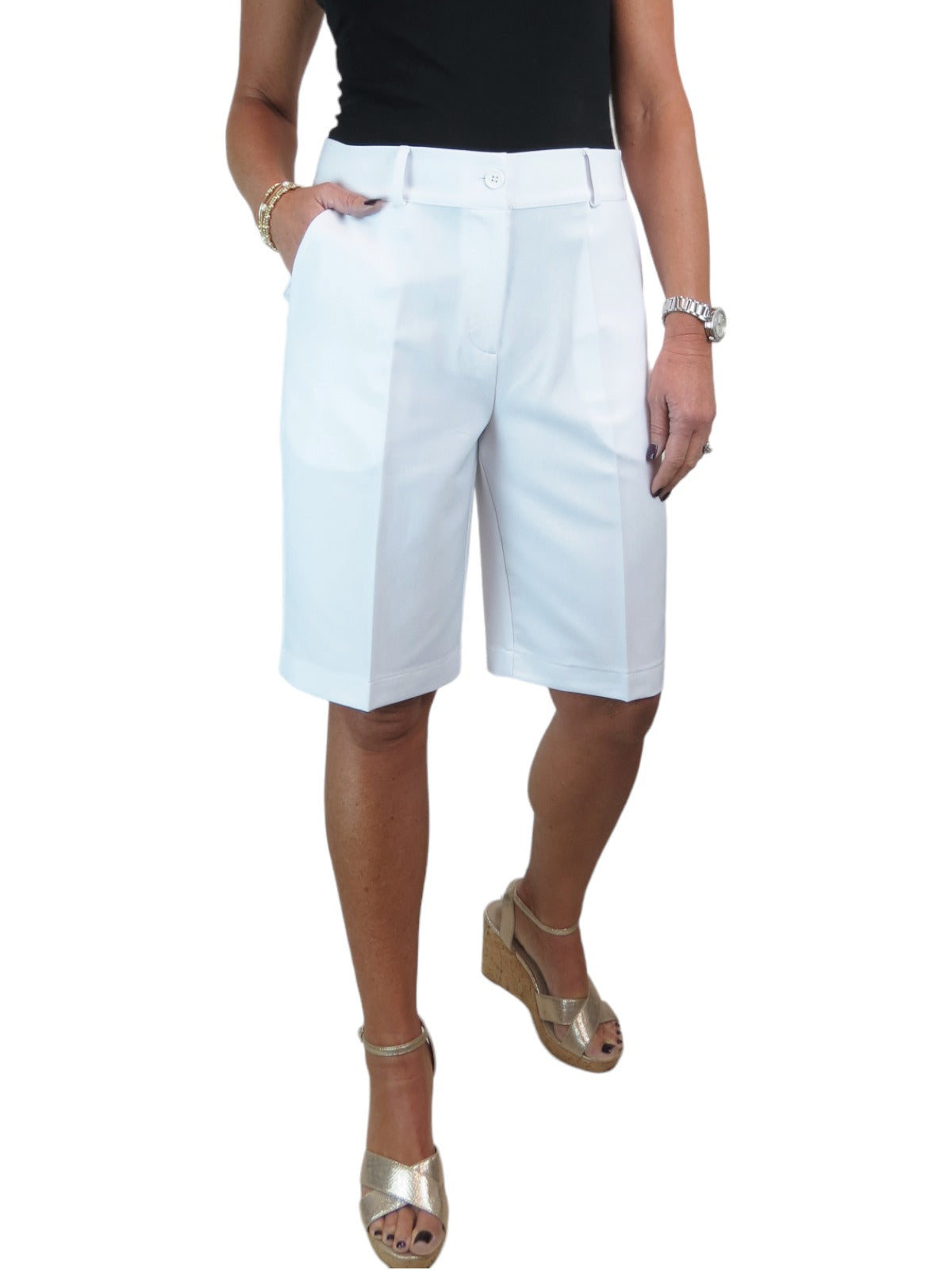 Ladies Smart Tailored Shorts White