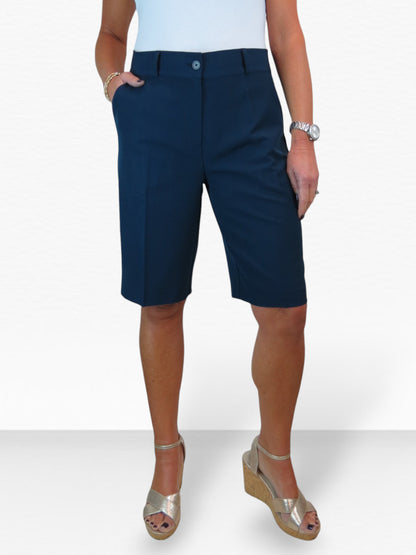Ladies Smart Tailored Shorts Navy Blue