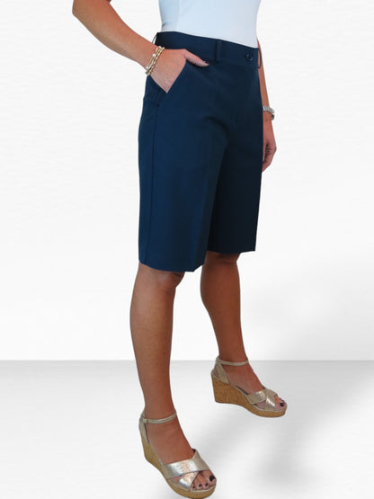 Ladies Smart Tailored Shorts Navy Blue