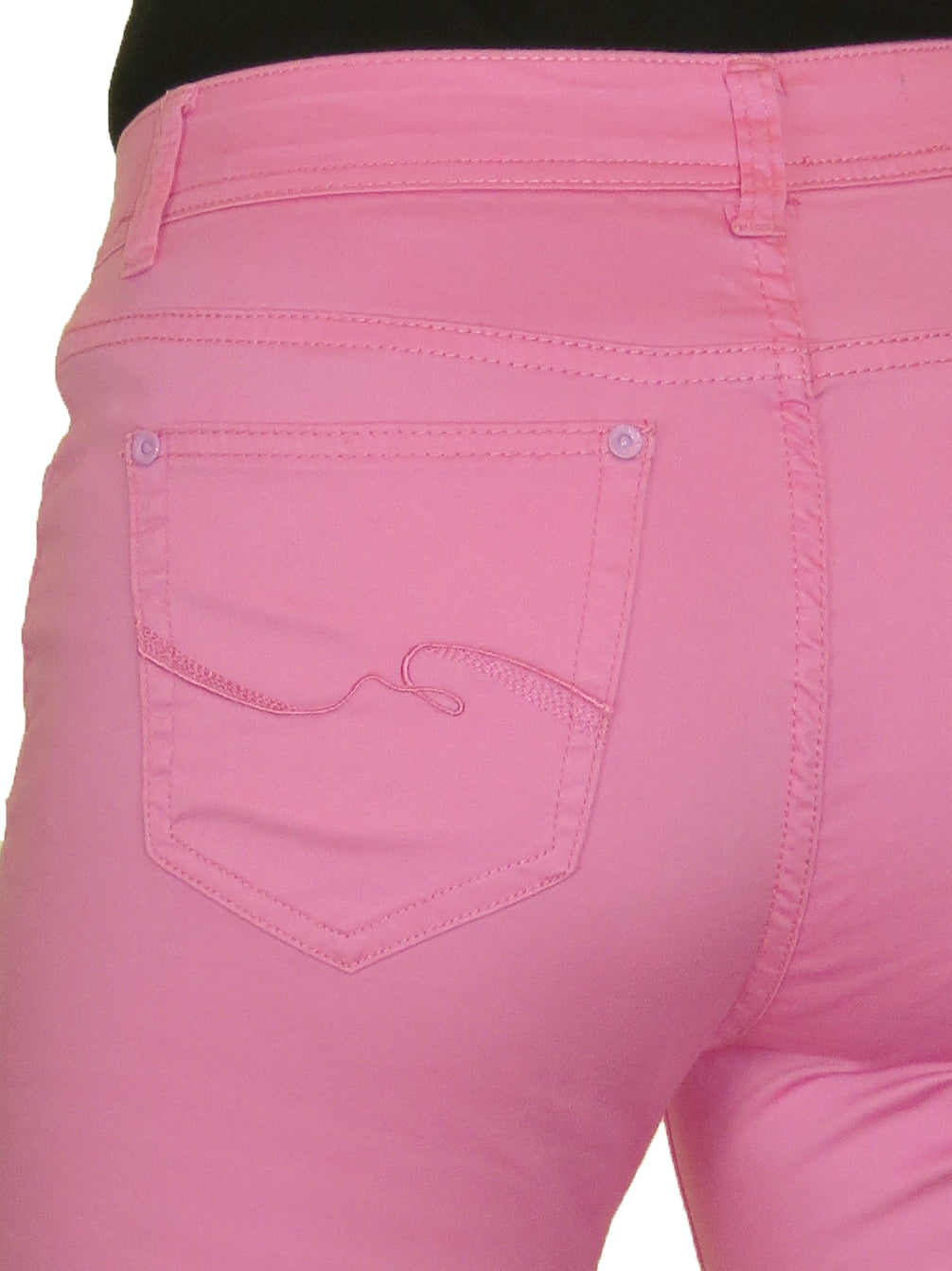 Turn Up Cuff Jeans Chino Stretch Capri Cropped Pink