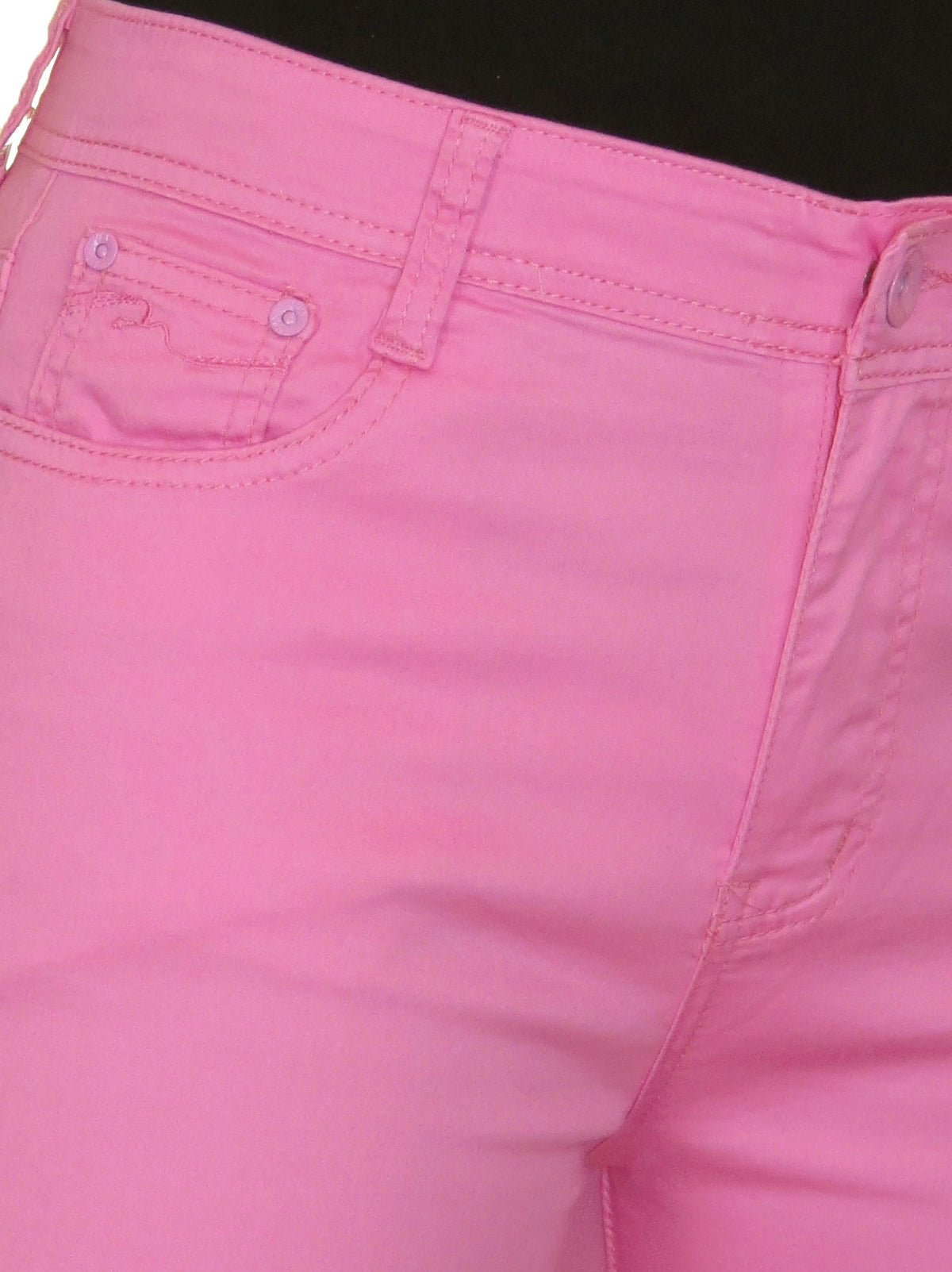 Turn Up Cuff Jeans Chino Stretch Capri Cropped Pink
