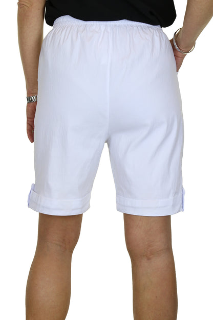 Elasticated Waist Stretch Shorts White