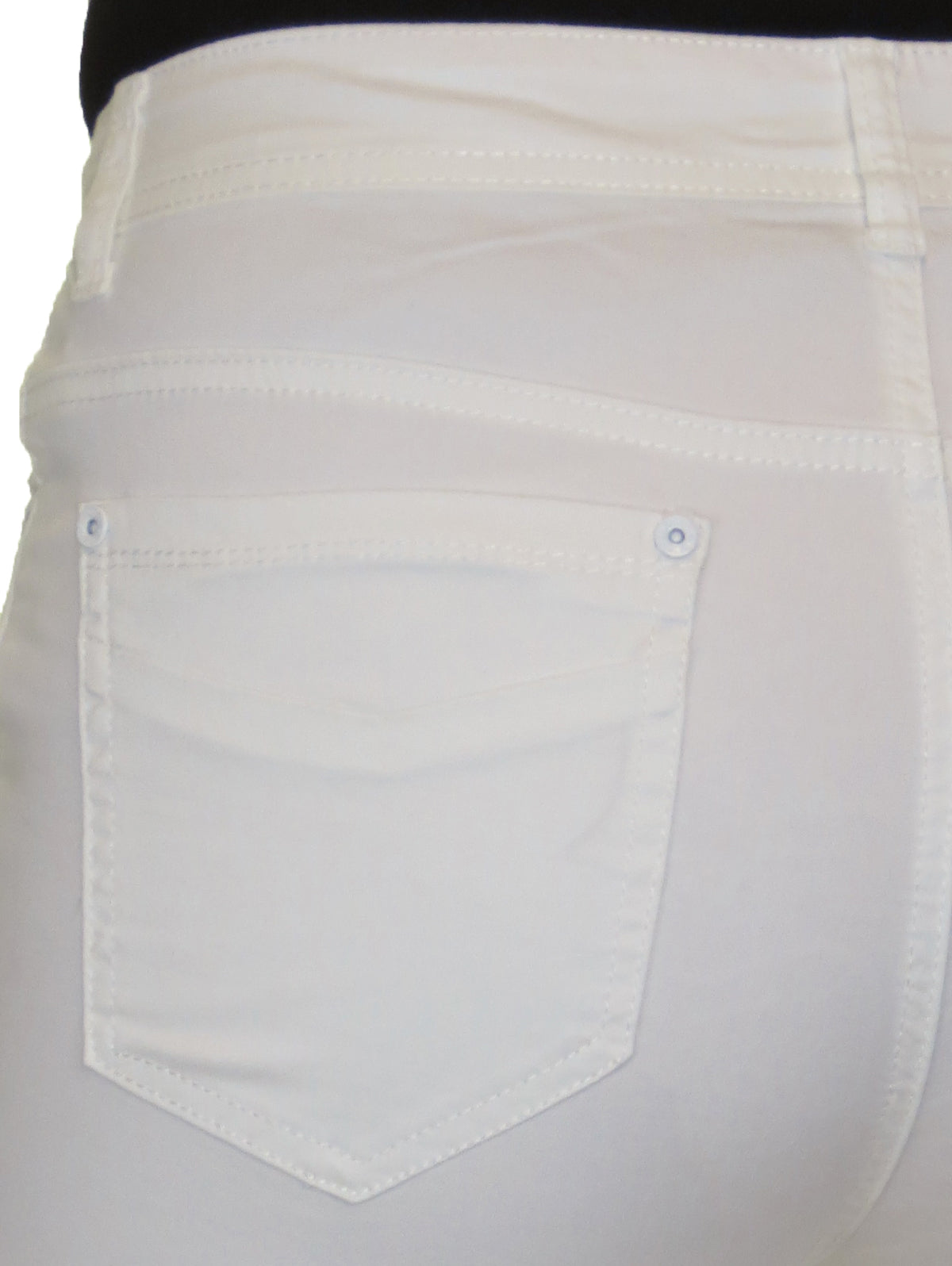 Stretch Chino Sheen Turn Up Cuff Jeans Style Shorts White