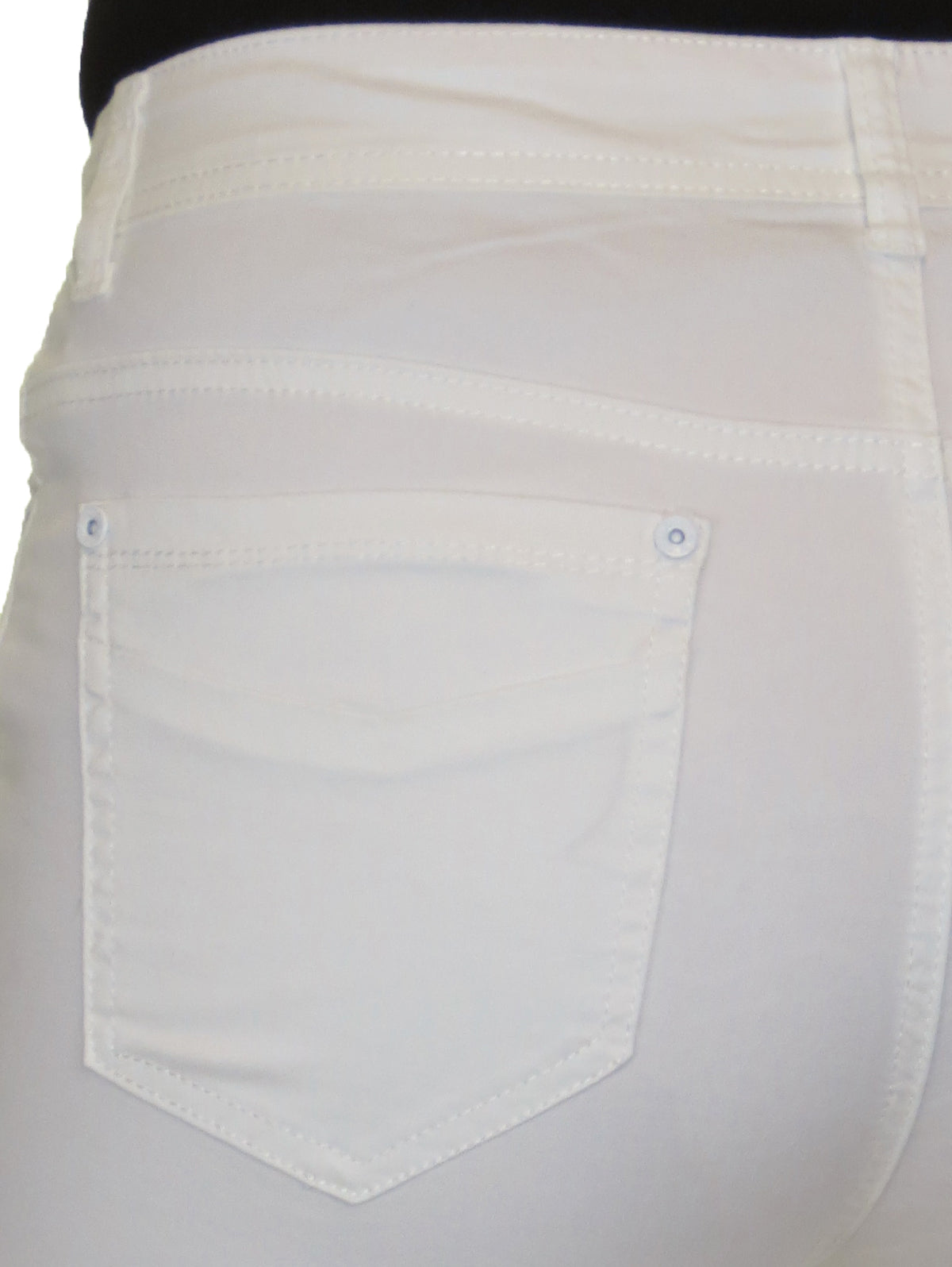 Stretch Chino Sheen Turn Up Cuff  Jeans Style Shorts White