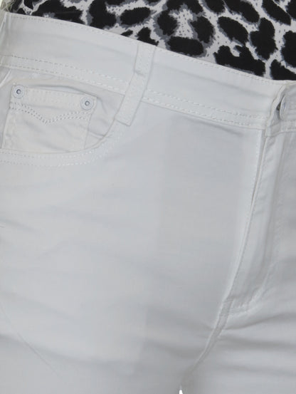 Plus Size Stretch Chino Sheen Jeans Style Shorts White