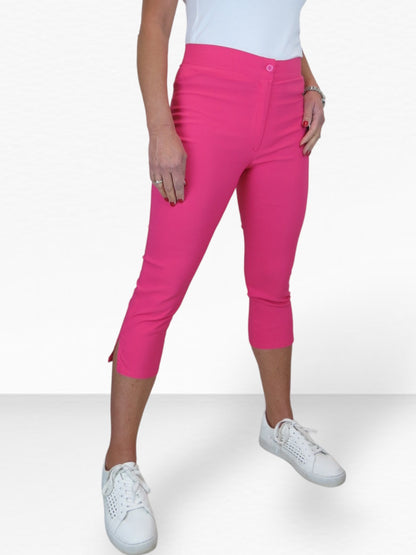 High Waisted Cropped Skinny Pedal Pushers Trousers Hot Pink
