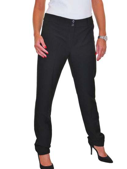 Ladies Smart Tailored Office Trousers Black