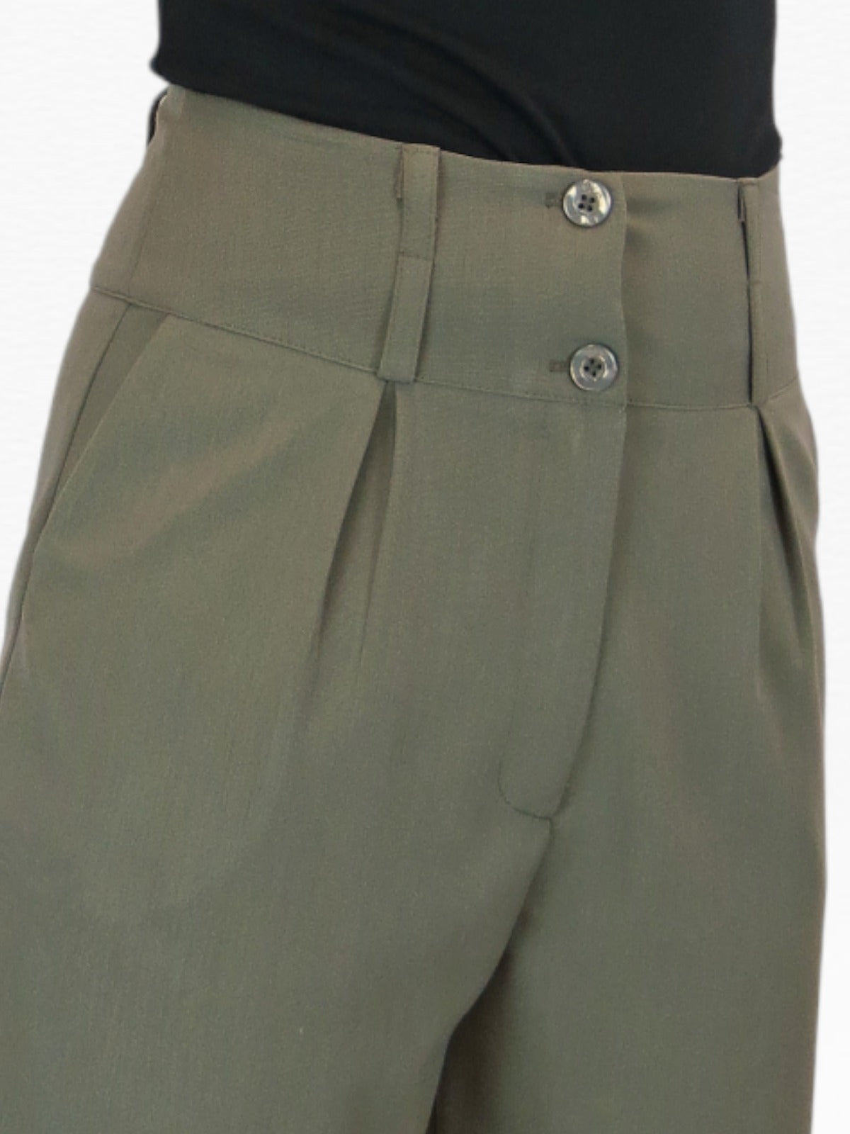 Womens Wide Leg High Waist Loose Fit Shorts Khaki Green