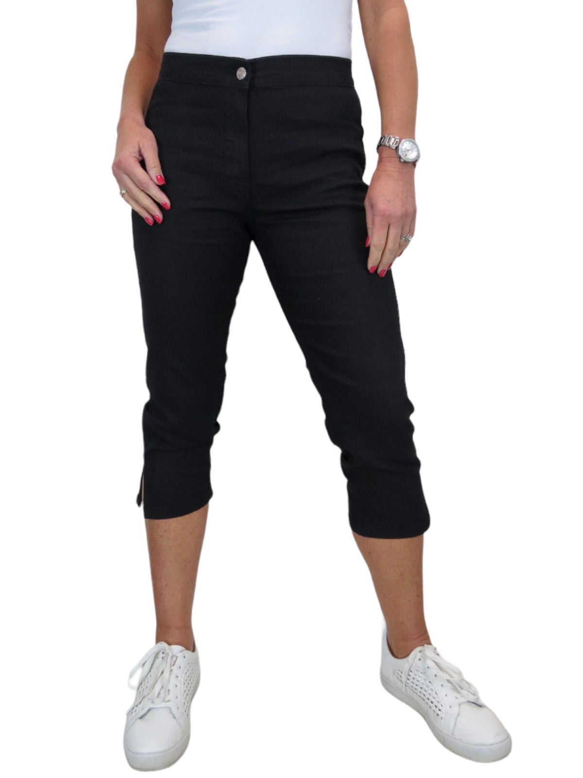 Women's High Waist Stretch Denim Cropped Jeans Black