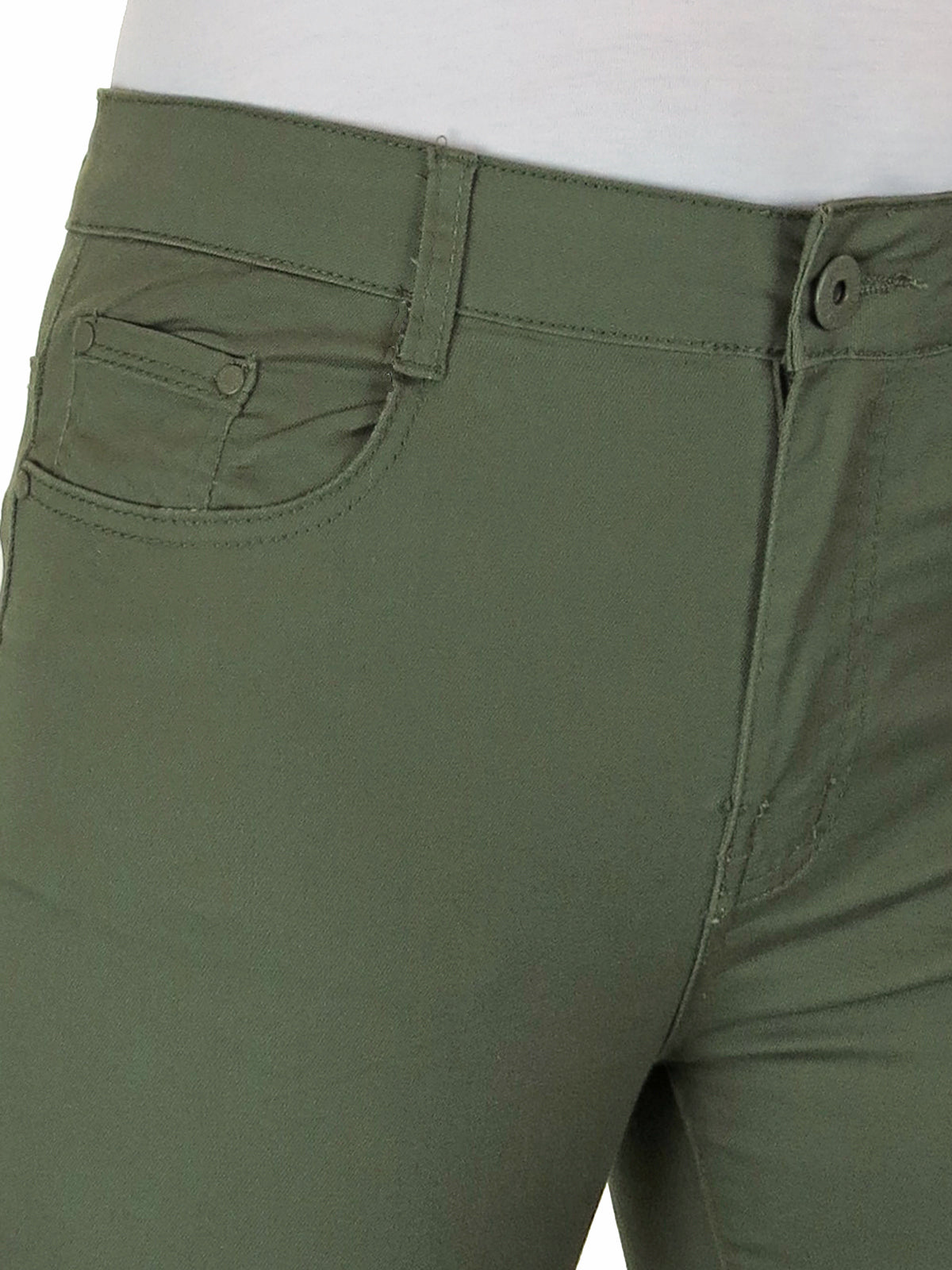 Women's High Waist Coloured Cotton Jeans Khaki Green