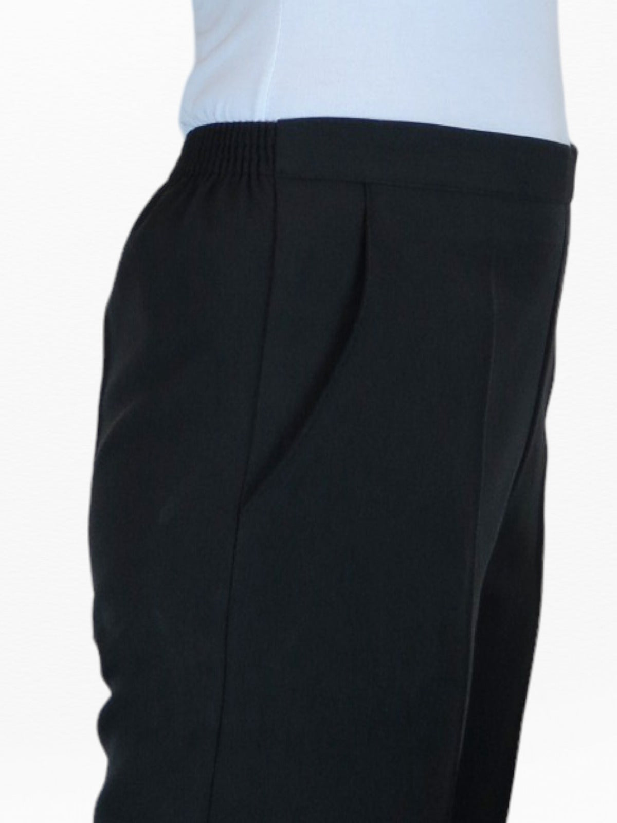 Women's Elasticated Waist Cropped Smart Trousers Black