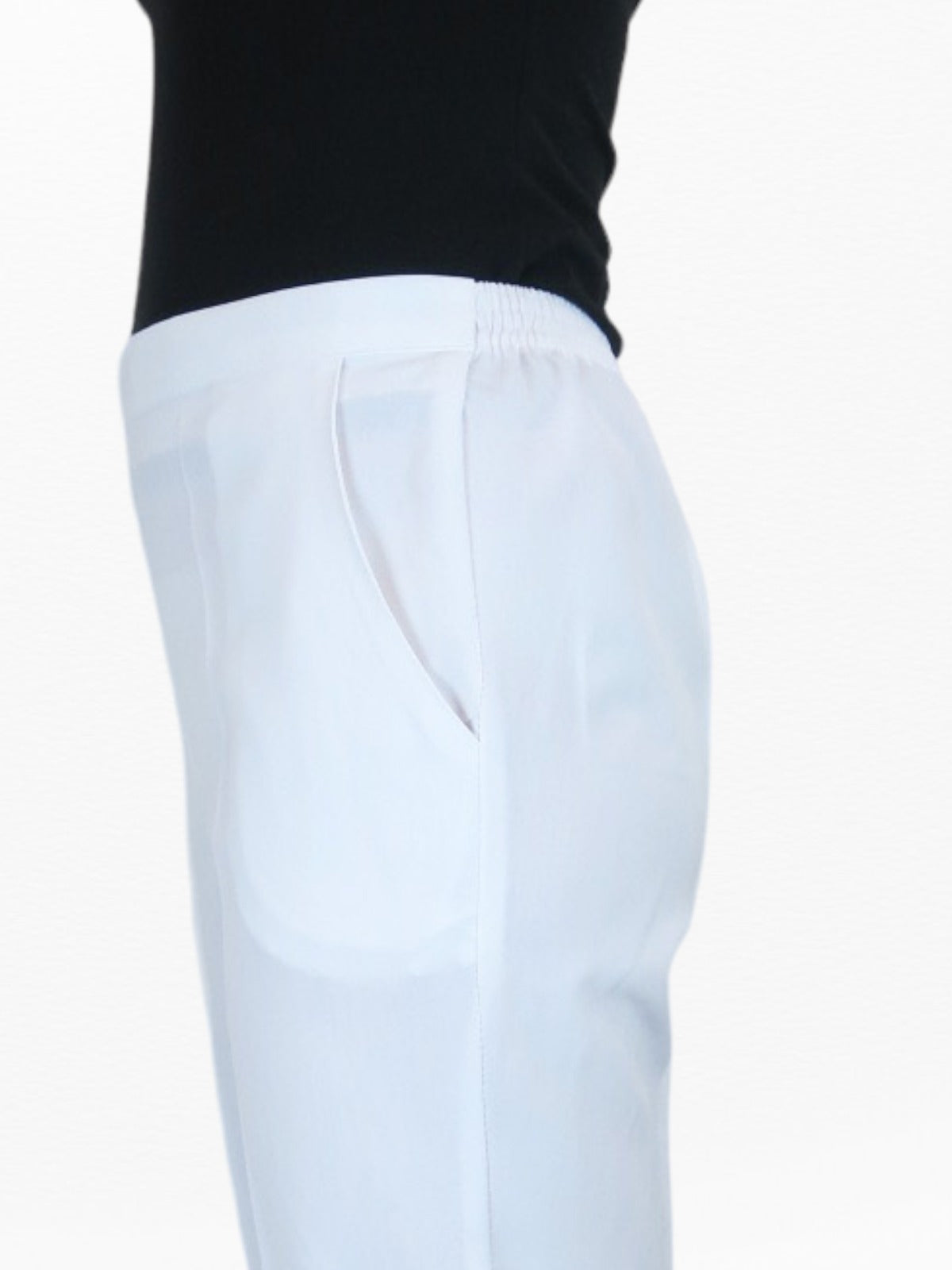 Women's Elasticated Waist Cropped Smart Trousers White