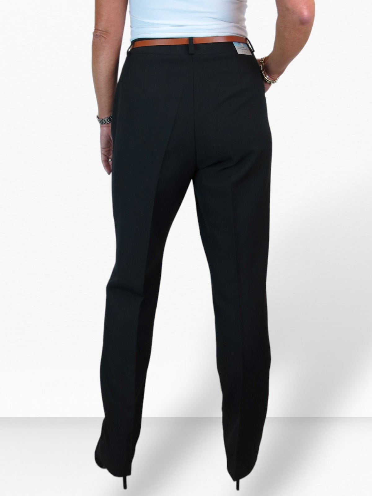 Smart Tapered Leg Pleated Trousers Black