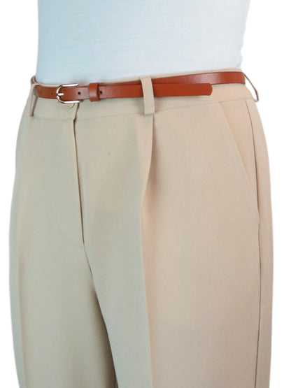 Smart Tapered Leg Pleated Trousers Beige