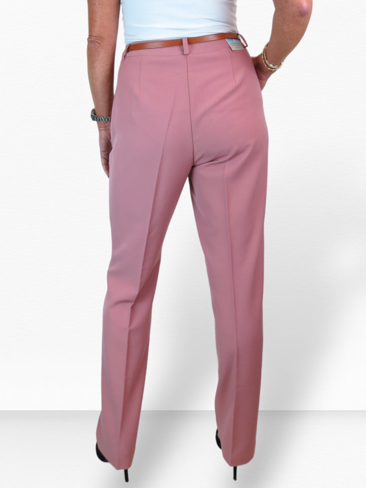 Smart Tapered Leg Pleated Trousers Pink