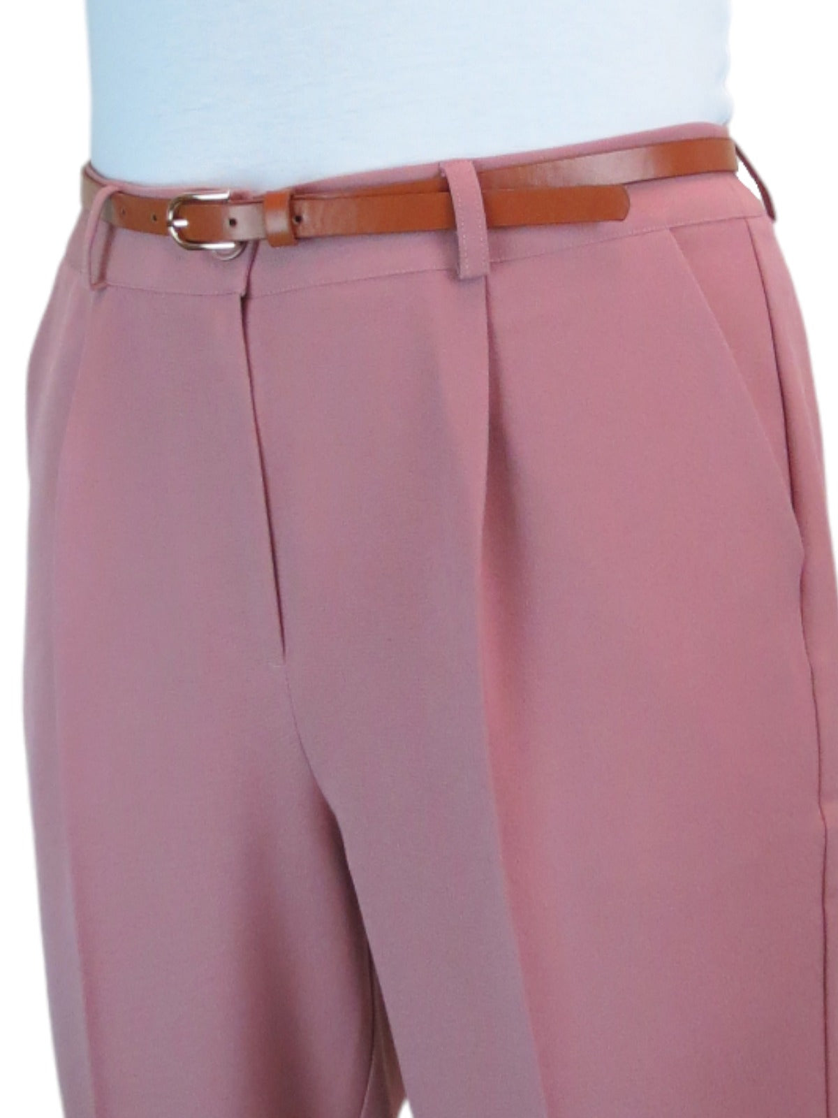 Smart Tapered Leg Pleated Trousers Pink