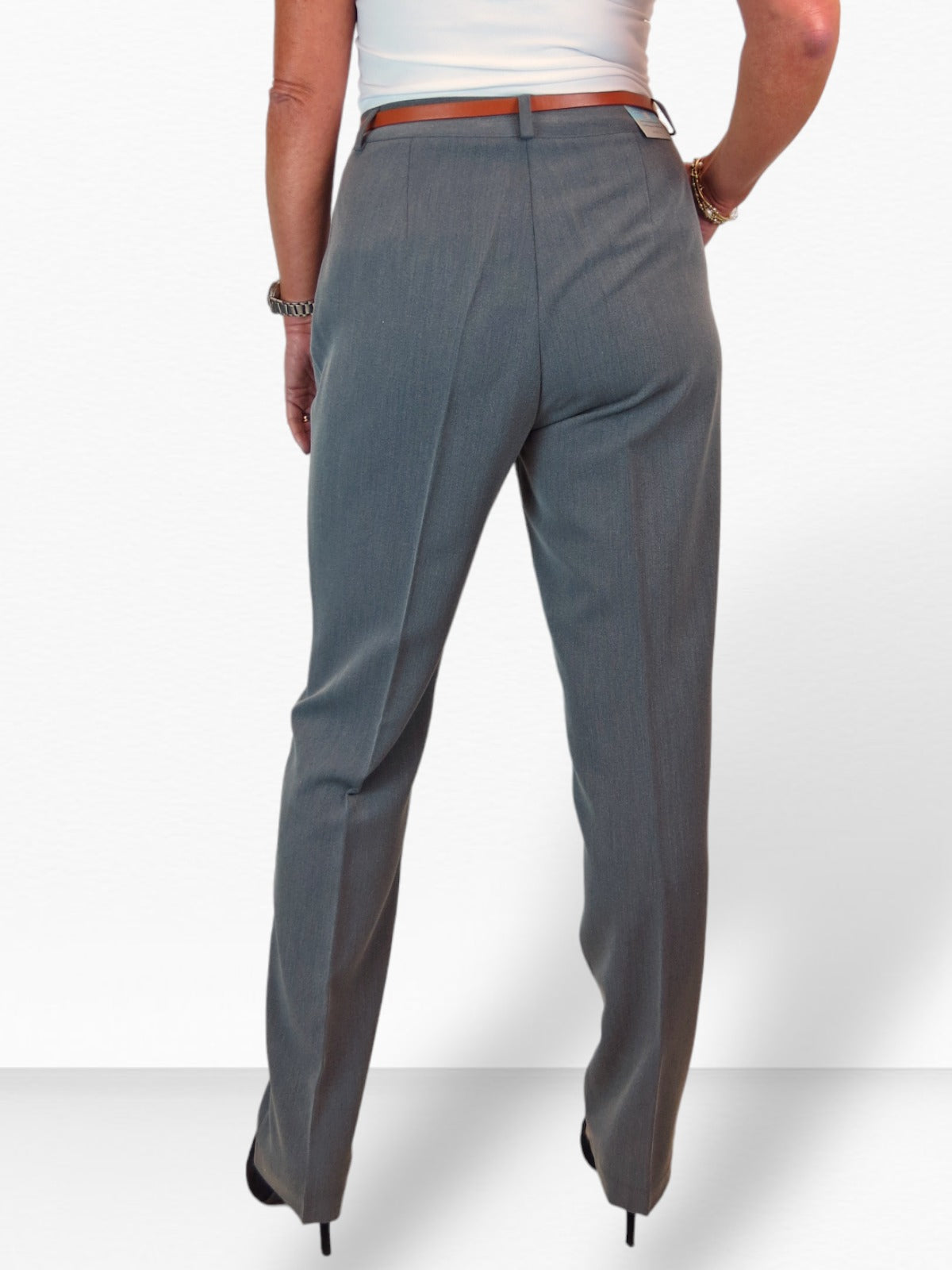 Smart Tapered Leg Pleated Trousers Marl Grey