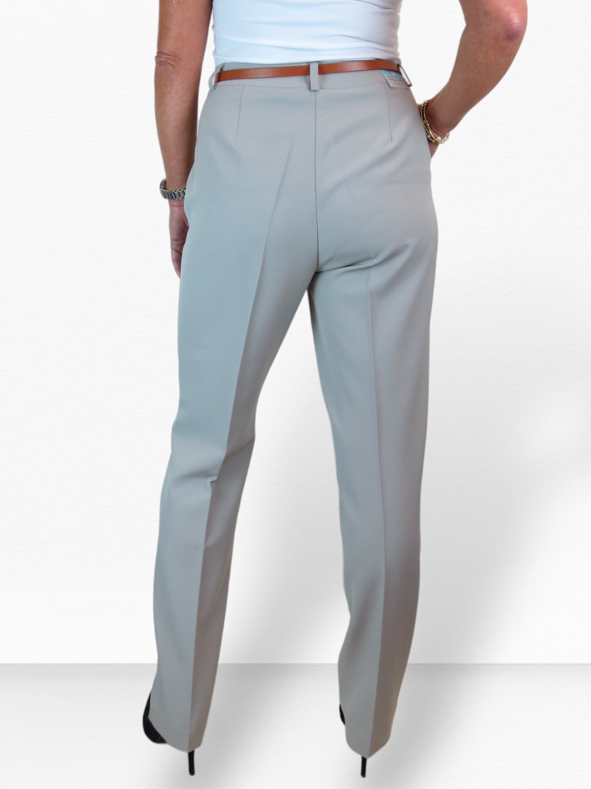 Smart Tapered Leg Pleated Trousers Light Grey