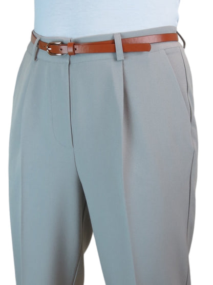 Smart Tapered Leg Pleated Trousers Light Grey