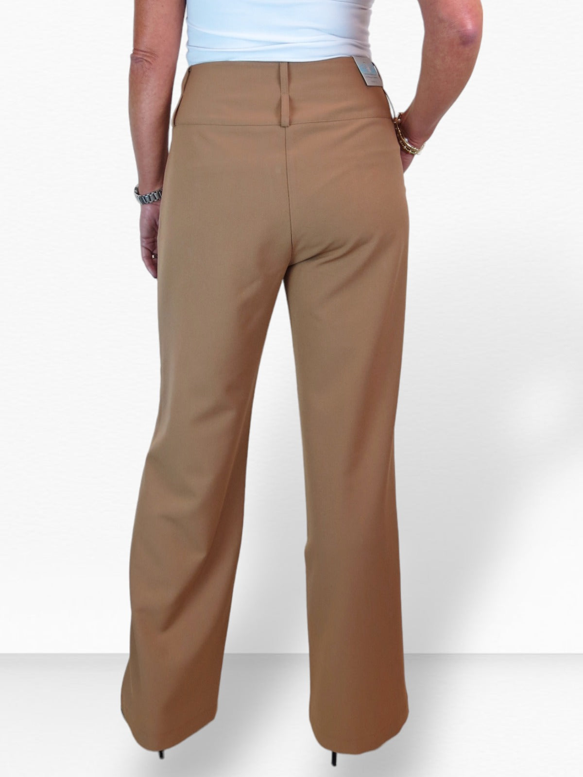 High Waisted Wide Leg Smart Trouser Tan