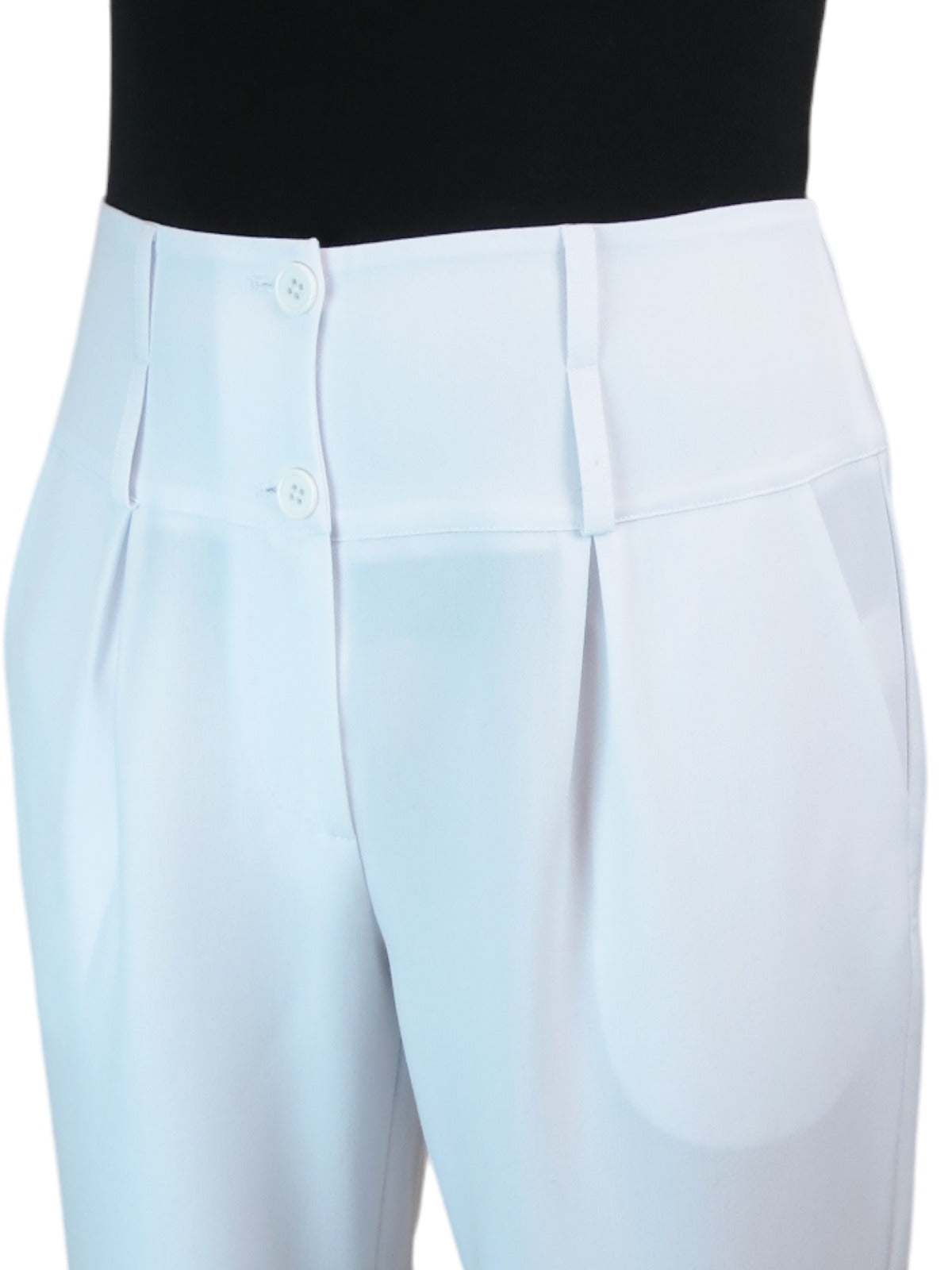 High Waisted Wide Leg Smart Trouser White