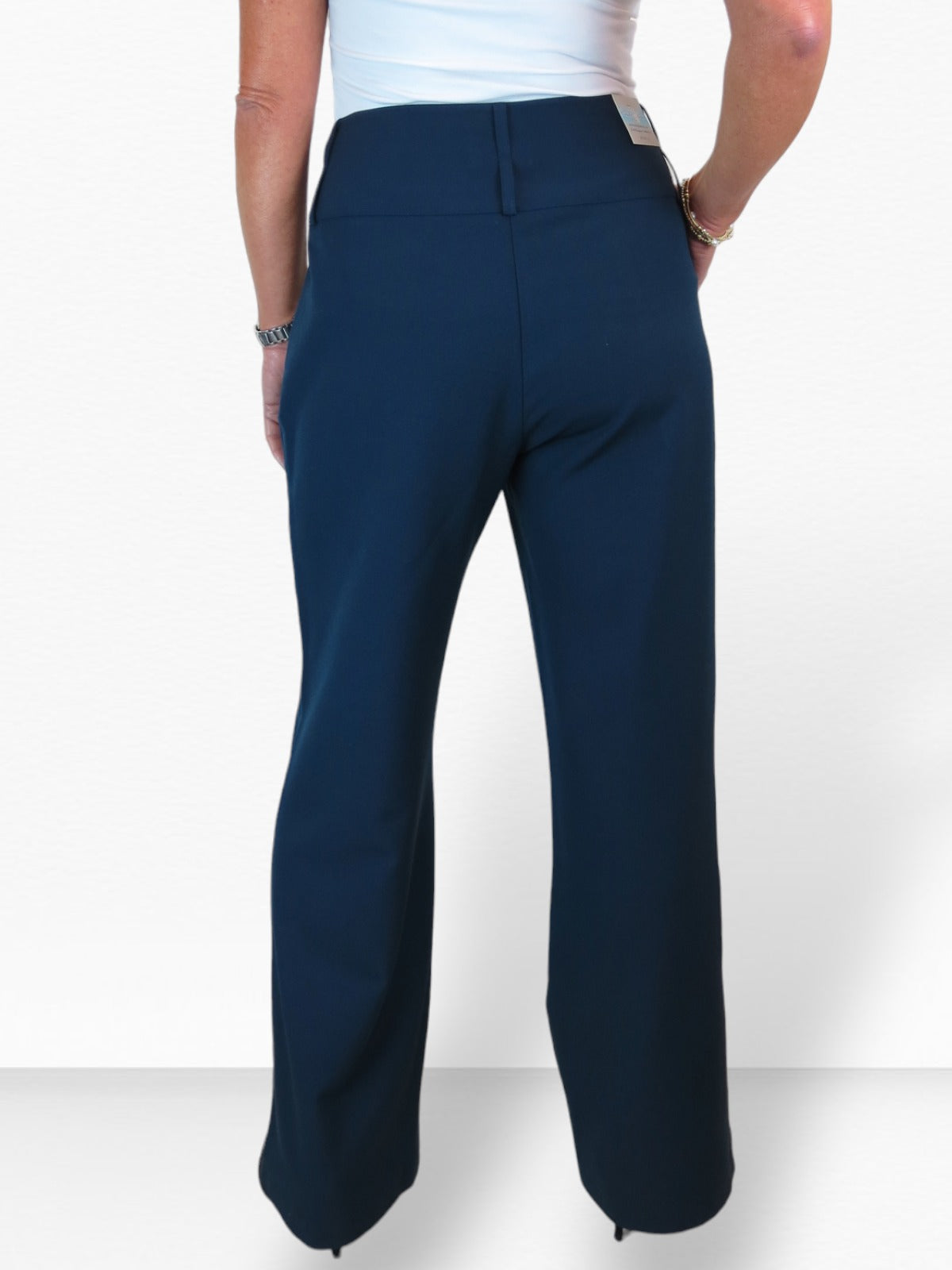 High Waisted Wide Leg Smart Trouser Navy Blue