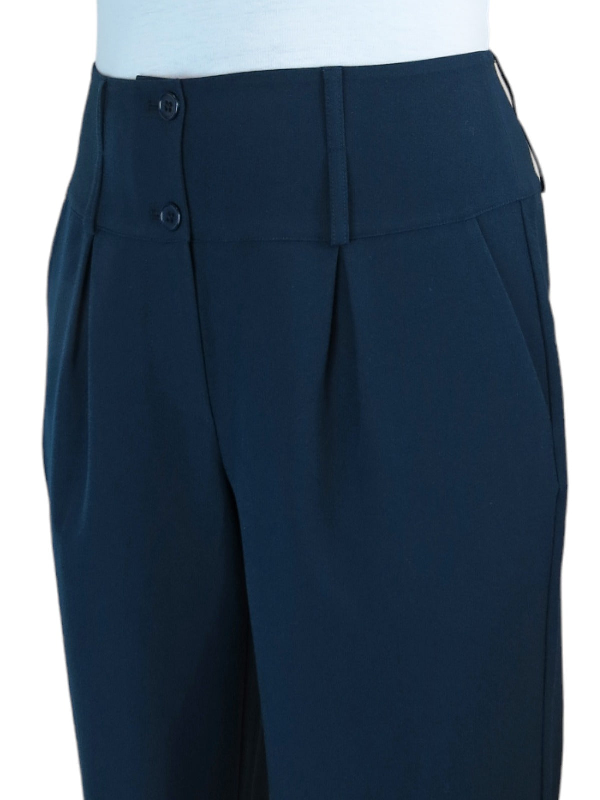 High Waisted Wide Leg Smart Trouser Navy Blue