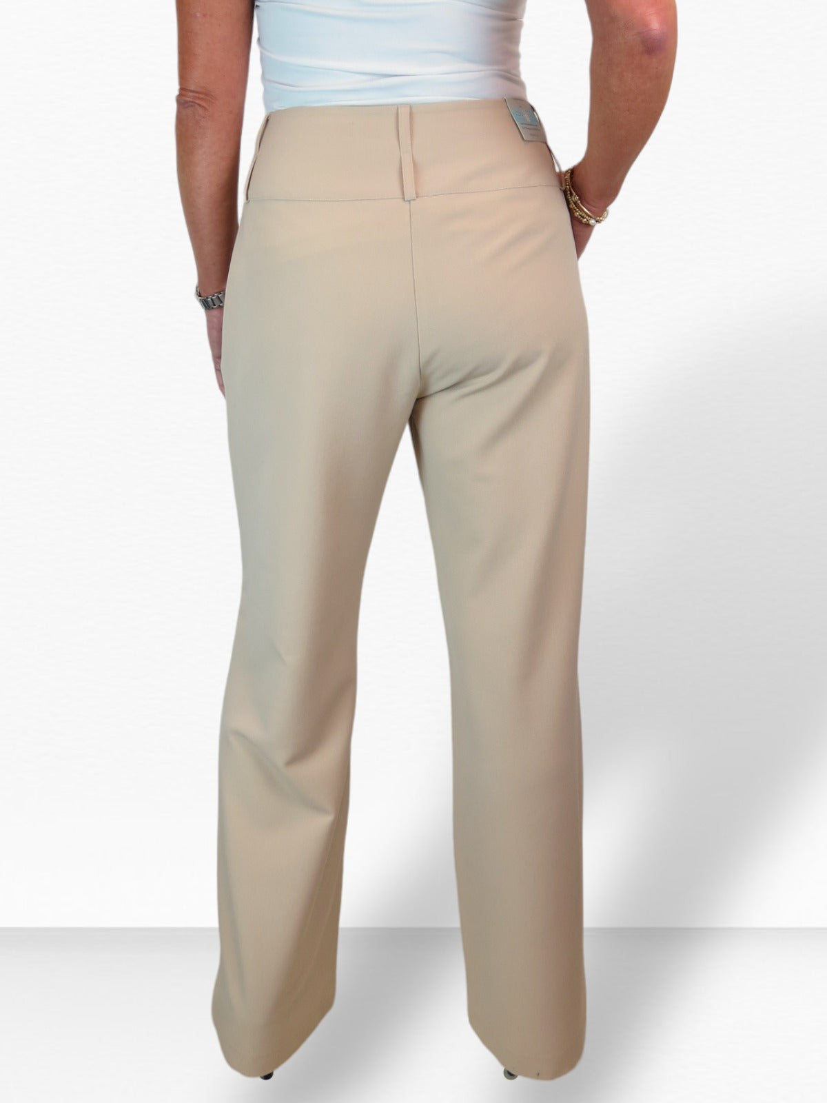 High Waisted Wide Leg Smart Trouser Beige