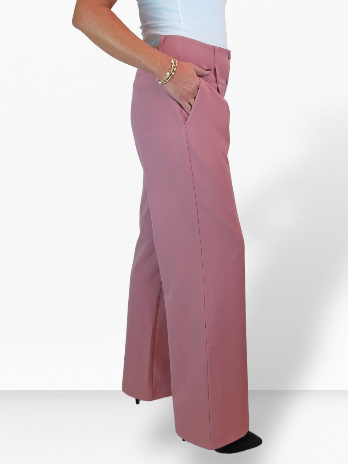 High Waisted Wide Leg Smart Trouser Pink