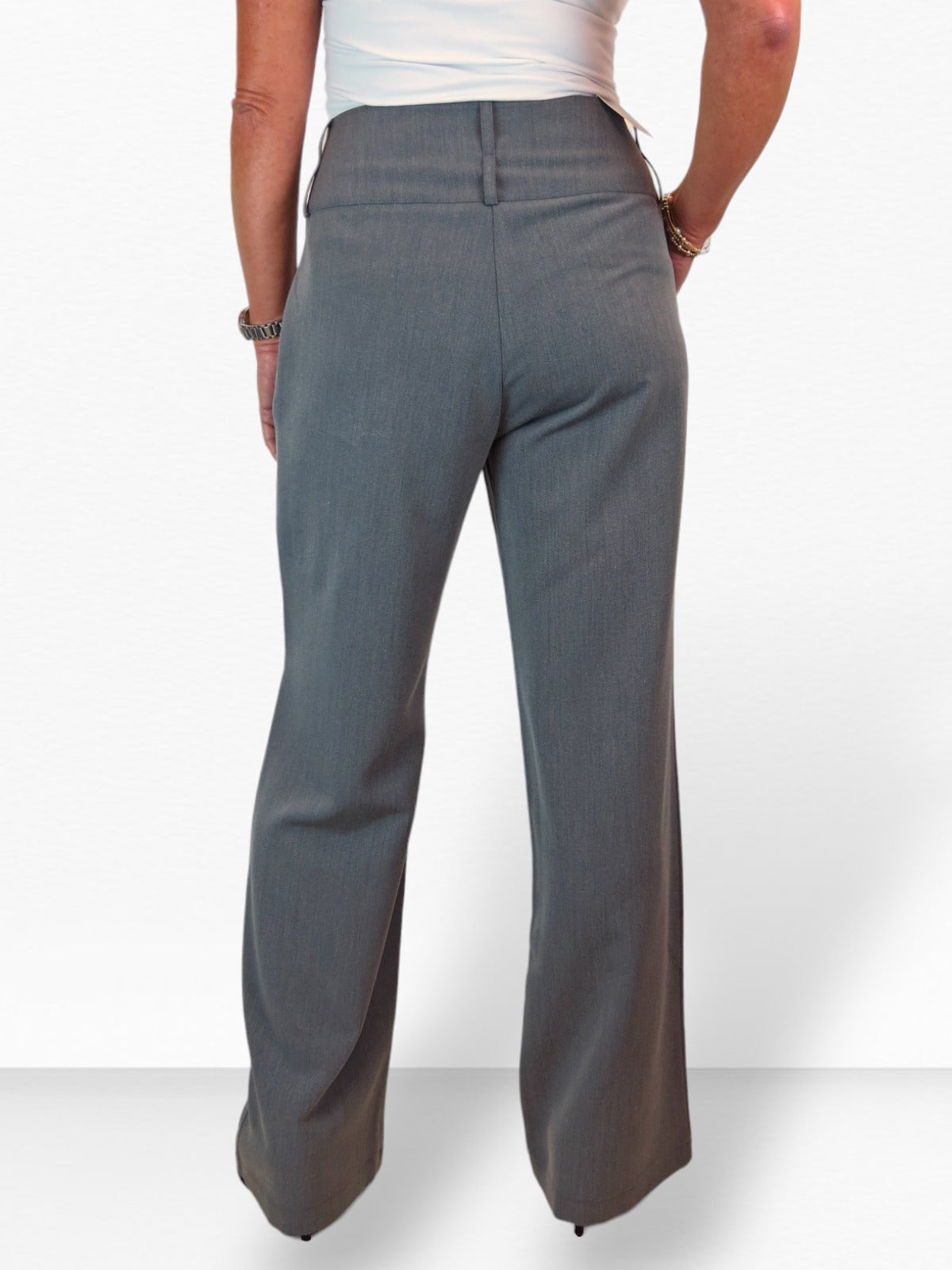 High Waisted Wide Leg Smart Trouser Marl Grey