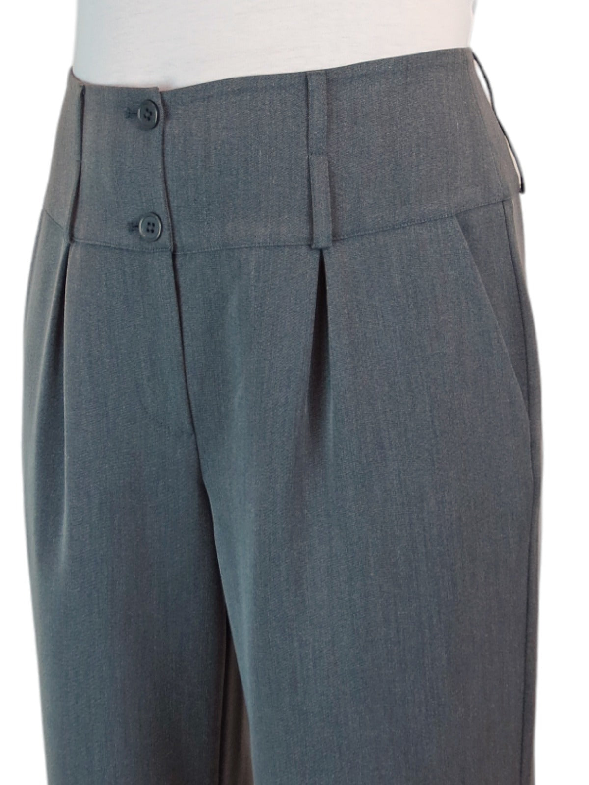 High Waisted Wide Leg Smart Trouser Marl Grey