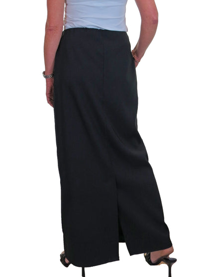 Smart Elasticated Waist Loose Fit Maxi Pencil Skirt Black