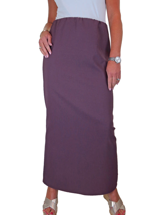 Elasticated Waist Loose Fit Maxi Pencil Skirt Wine Red