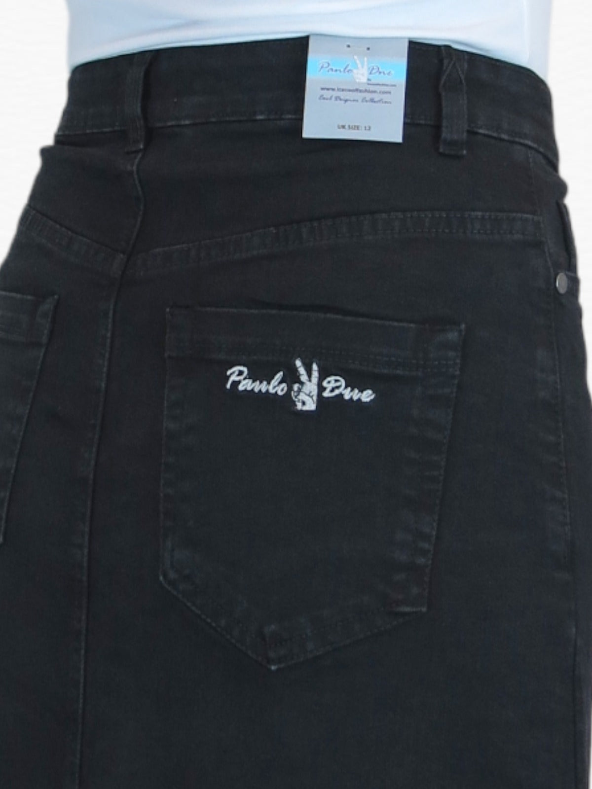 Stretch Denim Jeans Maxi Skirt Black